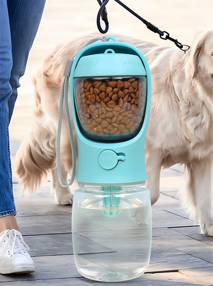 Botella Portátil para Mascotas con Compartimentos de Agua y Comida – Ideal para Viajes y Paseos 🦮🦴