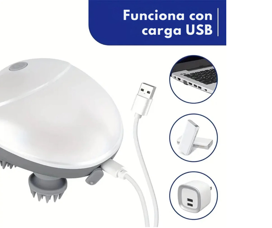 Masajeador Eléctrico para Mascotas con 4 Cabezas de Silicona – Portátil, Recargable y de Larga Duración