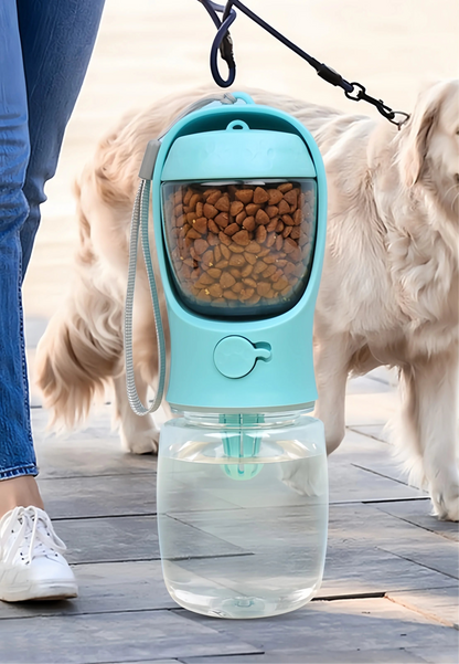 Botella Portátil para Mascotas con Compartimentos de Agua y Comida – Ideal para Viajes y Paseos 🦮🦴