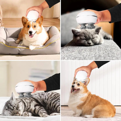 Masajeador Eléctrico para Mascotas con 4 Cabezas de Silicona – Portátil, Recargable y de Larga Duración